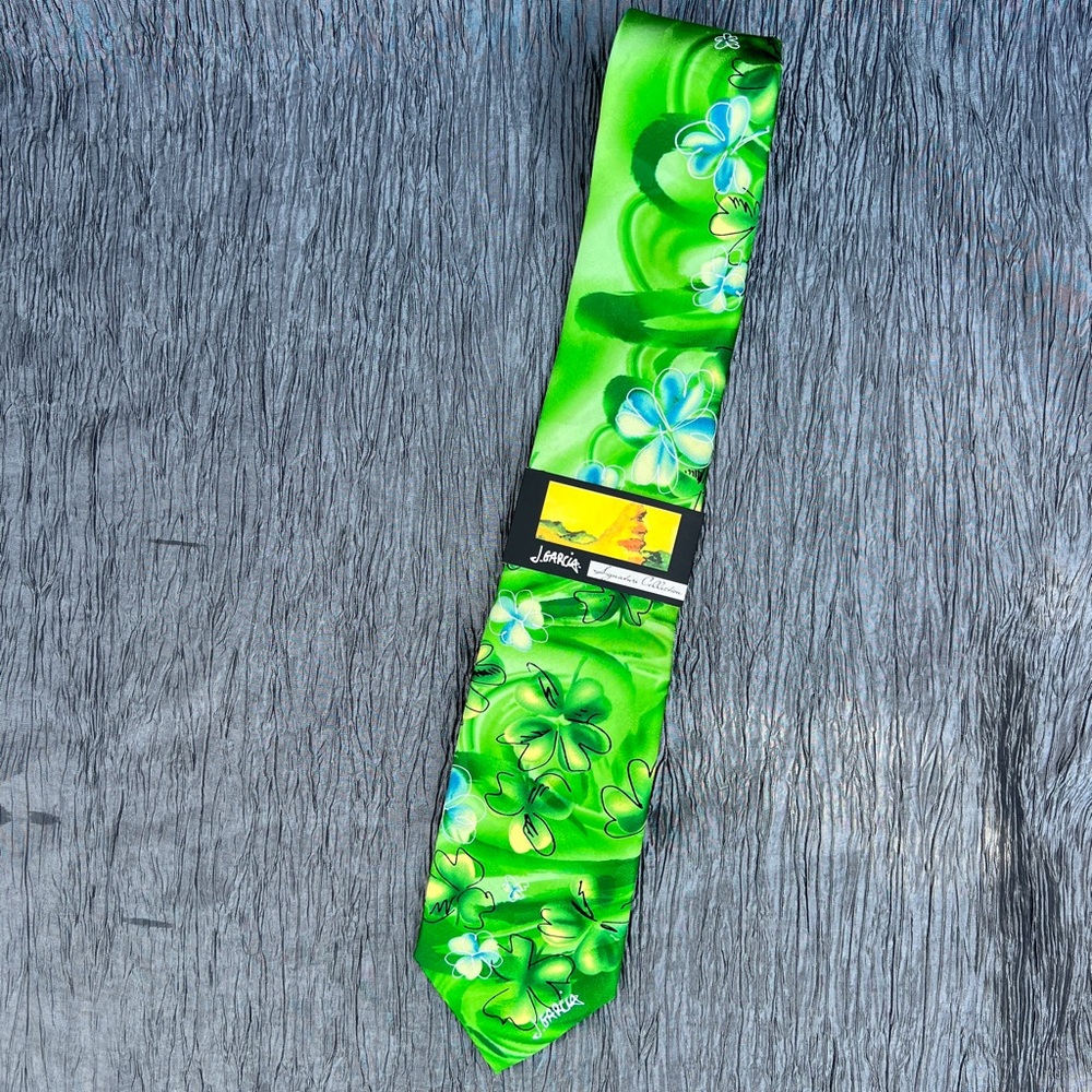 NWT J. Garcia St Pat's Shamrock 100% silk tie Cyclops Rock Artist Proof No. 10